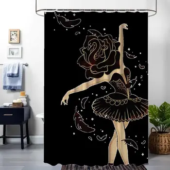 

Polyester Fabric Ballet Dancer Rose Black swan Lake Bird Feather Ballet Ballerina Dancing Girl Ballet Dancer Painting