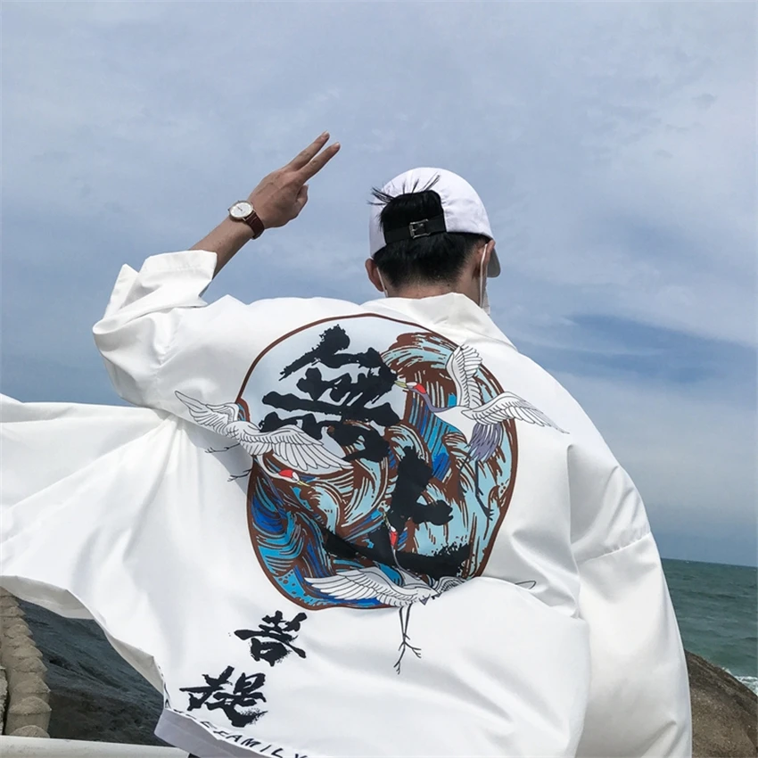 

Haori 2020 New Summer Men Japanese Style Kimono Cardigan Samurai Costume Kongfu Coats Women Overcoat Traditional Asian Clothing