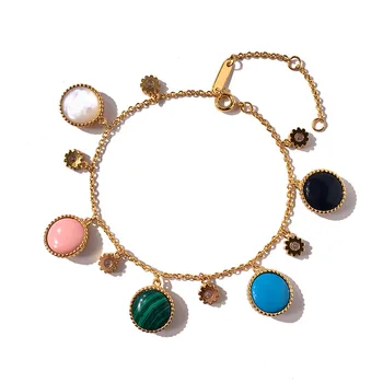 

Double faced Round and Star Charms Luxury Bracelets for Women New Fashion Hot Women Crystal and Blue Stone Bracelets Free ship