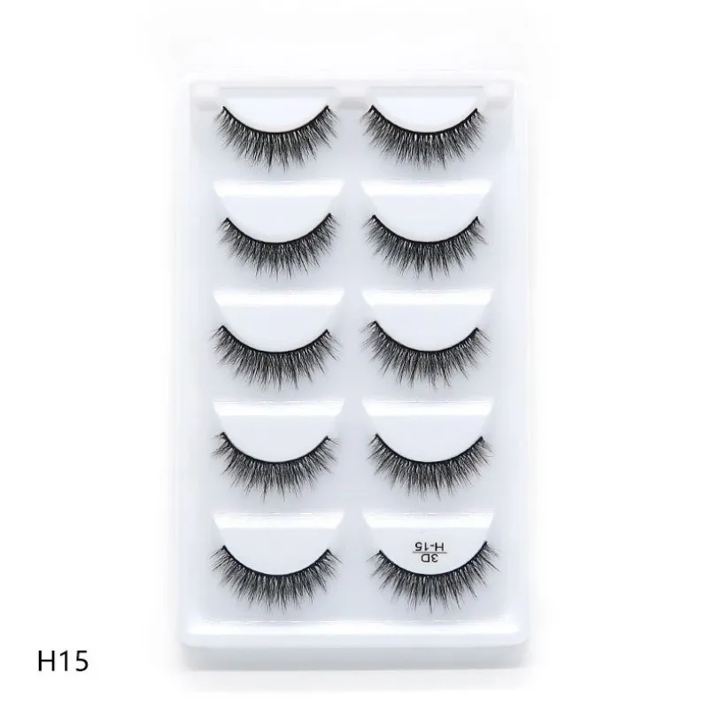 H15 Новые 5 пар 3D норковые ресницы натуральные Толстые Длинные Накладные ресницы пары драматические Накладные ресницы макияж расширение ресницы «maquiagem» - Цвет: H15