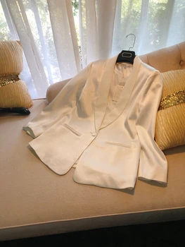 

Korea New Fashion 2020 Designer blazers for women formal Single Button Shawl Collar White and Black Blazer Outer