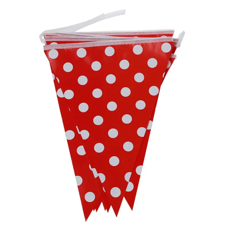 New-2.5m handmade Polka Dot Party Bunting Flags/Banners/Pennants Outdoor Decoration red | Дом и сад