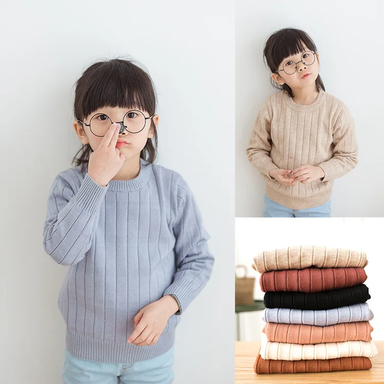 

2019 Spring New Style Korean-style Baby Big Kid Dehaired Angora Base Shirt Kids' Sweater GIRL'S Knitted Shirt T150