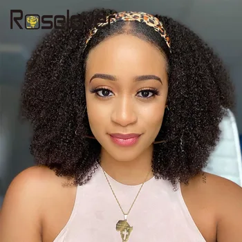 

Kinky Curly Hair Headband Wig Human Hair Super Easy Brazilian Hair Headband Wig Looks Like Real Natural Hair For Black Women