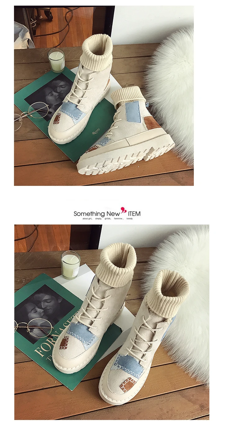 Chaussures femme/зимняя обувь; женские высокие Лоскутные кроссовки; коллекция года; модная женская обувь на танкетке; женская обувь на платформе