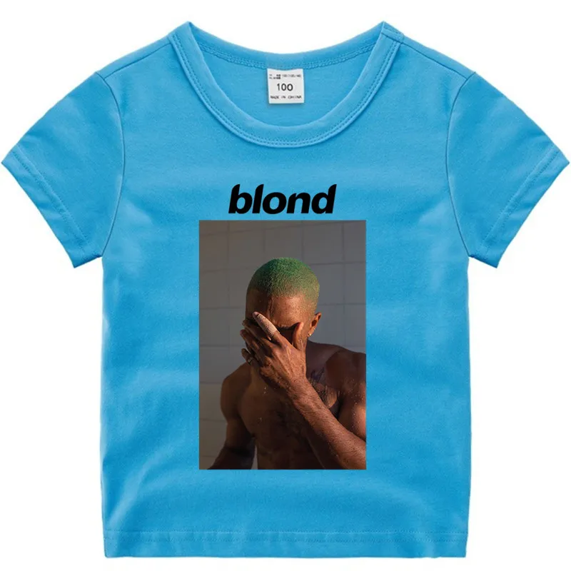 T99B-skyblue Маленький мальчик и девочек с рисунком в стиле аниме Рисунок Frank Ocean блондинка, хлопковая футболка, летняя детская одежда для рождественских праздников, футболка с изображением мультипликационных персонажей для детей футболка для малышей - Color: T99B-skyblue