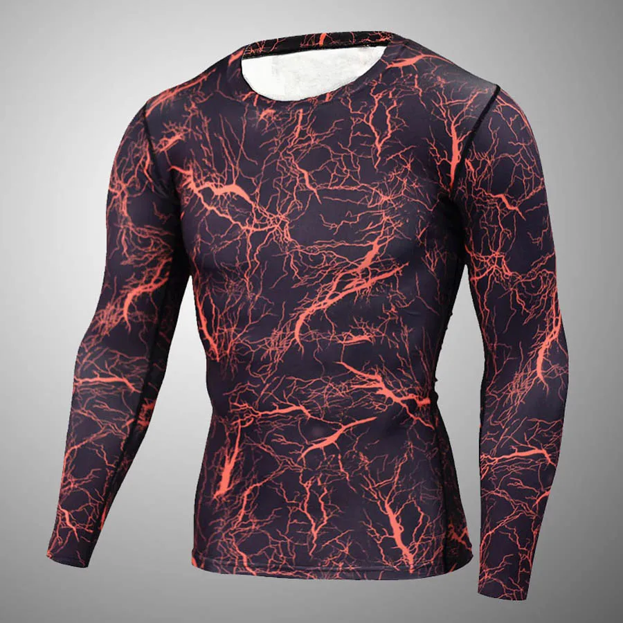 Зимняя теплая рубашка, мужские компрессионные камуфляжные флисовые кальсоны, термобелье, мужской комплект, одежда для фитнеса, Рашгард для MMA - Цвет: T-Shirt