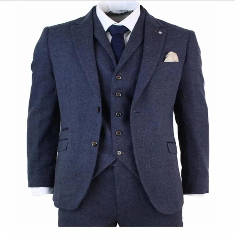 Style and color New Custom Made Costume Homme Ternos Slim Fit Winter 3 Piece Men Suits Business Groom Tuxedos Wedding Tweed Suit - Цвет: Style and color