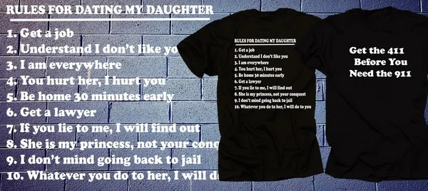 Rules for Dating My Daughter Funny T shirt Father Gift Daddy 10 Shirt Tee | Мужская одежда