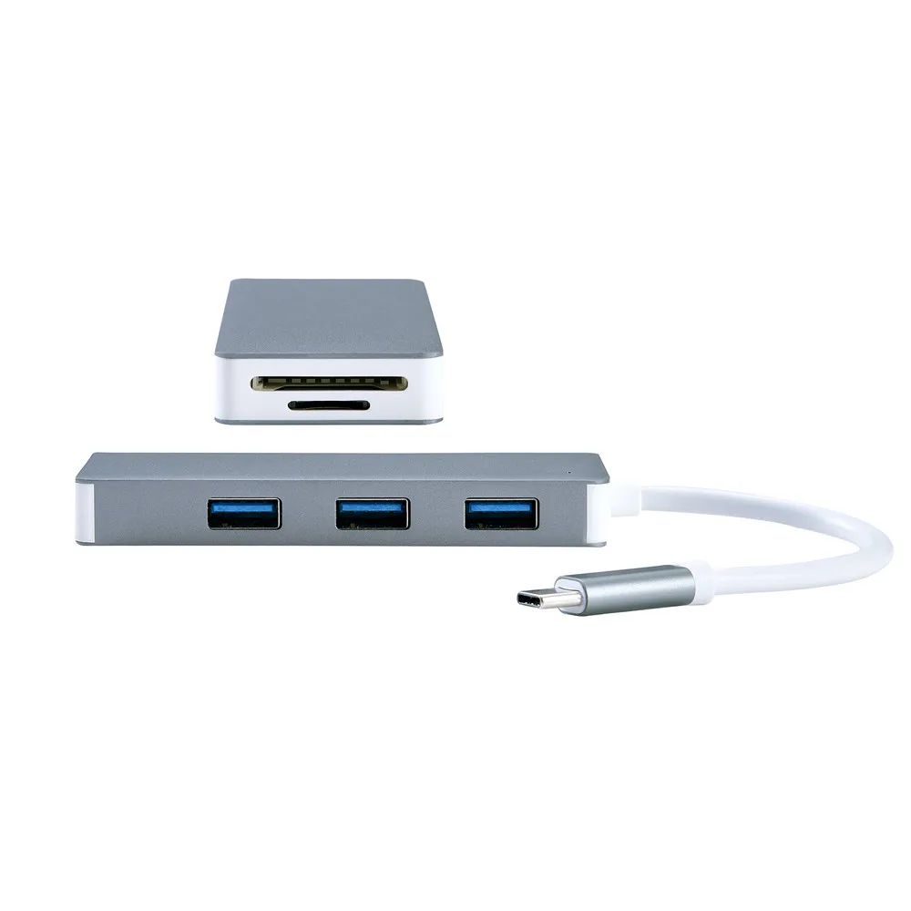 Портативный MicroType C док-станция USB 3,0 Алюминий сплав высокого Скорость 3-Порты и разъёмы SD TF карта адаптер Hub для Macbook портативных ПК планшетный телефон
