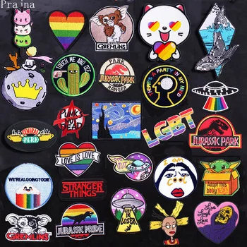 

Prajna Space Patch Embroidered Patches For Clothing Stripes Iron On Patches Stranger Things Patch Badges Pride LGBT Stickers