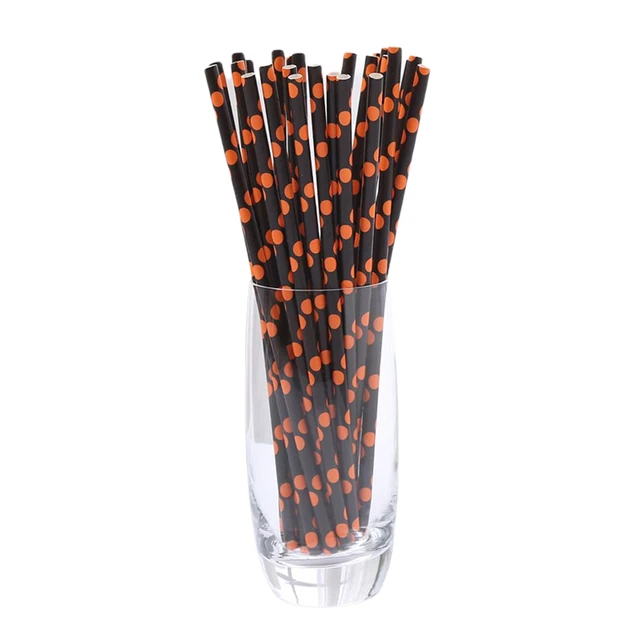 Halloween Paper Straws, Orange and Black, 7.75, by Way To Celebrate 