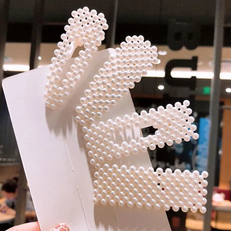 

2019 New Korean Fashion Hair Clip Beads Barrette Stick Hairpin Imitation Pearl Hair Styling Accessories handmade For Girls Woman