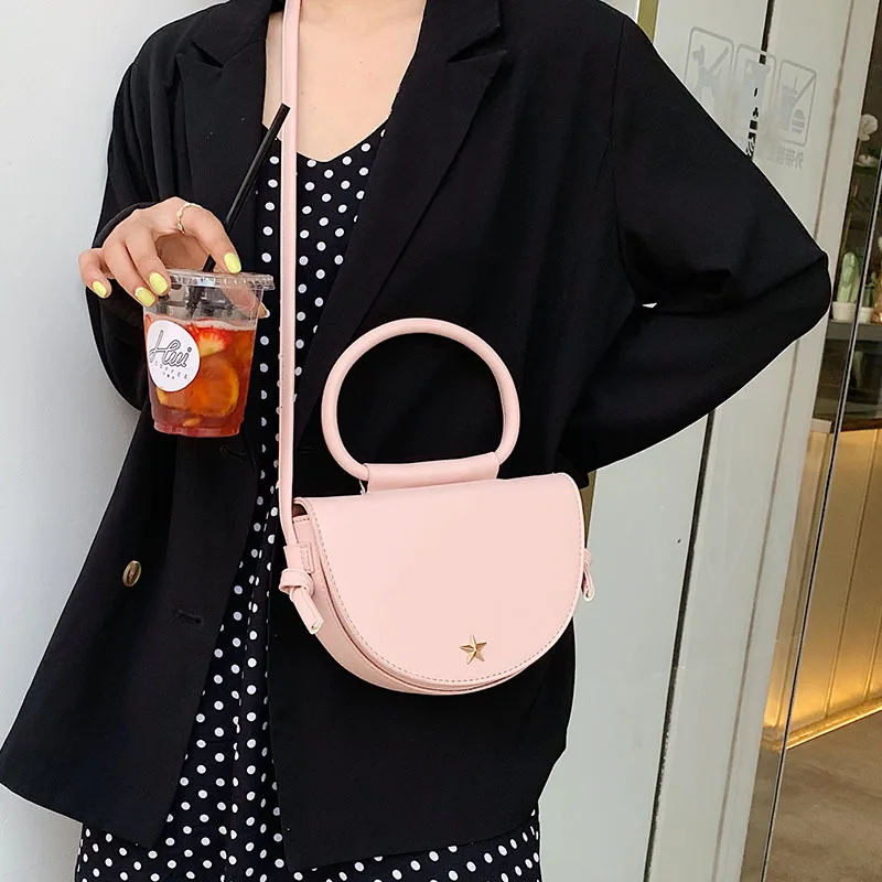 

JIULIN Mini Semi-circle New Saddle Bag Women's Single Shoulder Slant Bag Ocean-style Leisure Simple Trend Slant Bag 2019