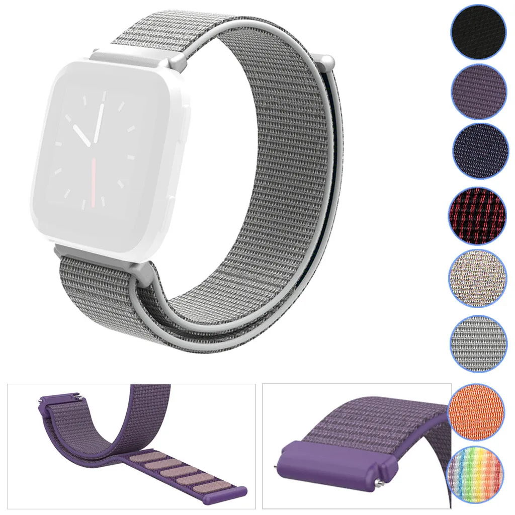 Тканые нейлоновые часы, спортивный ремешок для Fitbit Versa 2, сменный дышащий браслет с петлей на запястье, ремешок для часов