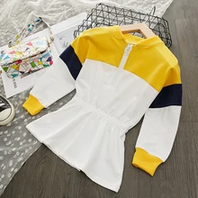 Осеннее повседневное однотонное платье для девочек, модные детские платья с длинными рукавами для девочек, одежда высокого качества для девочек