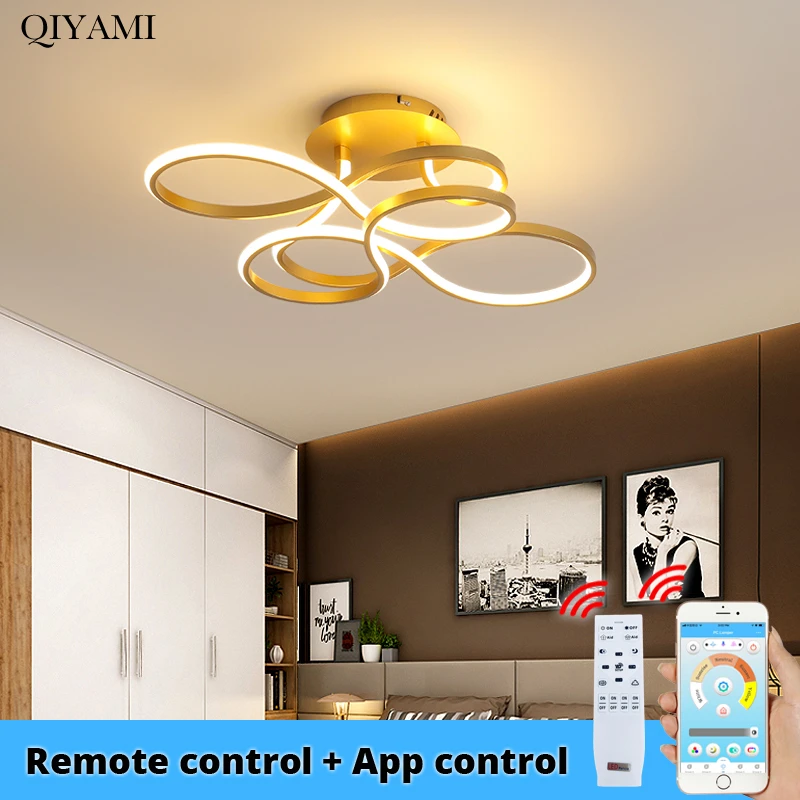 

2019 modern Coffee/Gold/White Color ceiling lights with app remote control Round fashion led bedroom lamps Living room lamparas