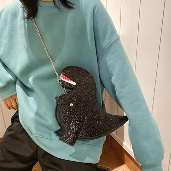 

Youth Girl Trendy Dinosaur Shape Small Bag Design Pu Leather Cross Body Messenger Bag Women's Chain Purse Female Shoulder Bag