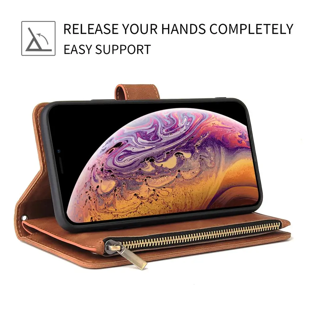 Luxury Leather Magnetic Flip Phone Holder Case for Iphone Xr 11 pro Xs Max X Card Wallet Stand Cove