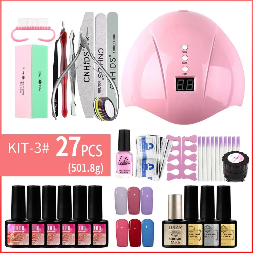 

LULAA Full Manicure Set With Lamp 24/36W Gel Nail Polish Set Tools For Manicure Set Nail Gel Polish All For Manicure Nail Art