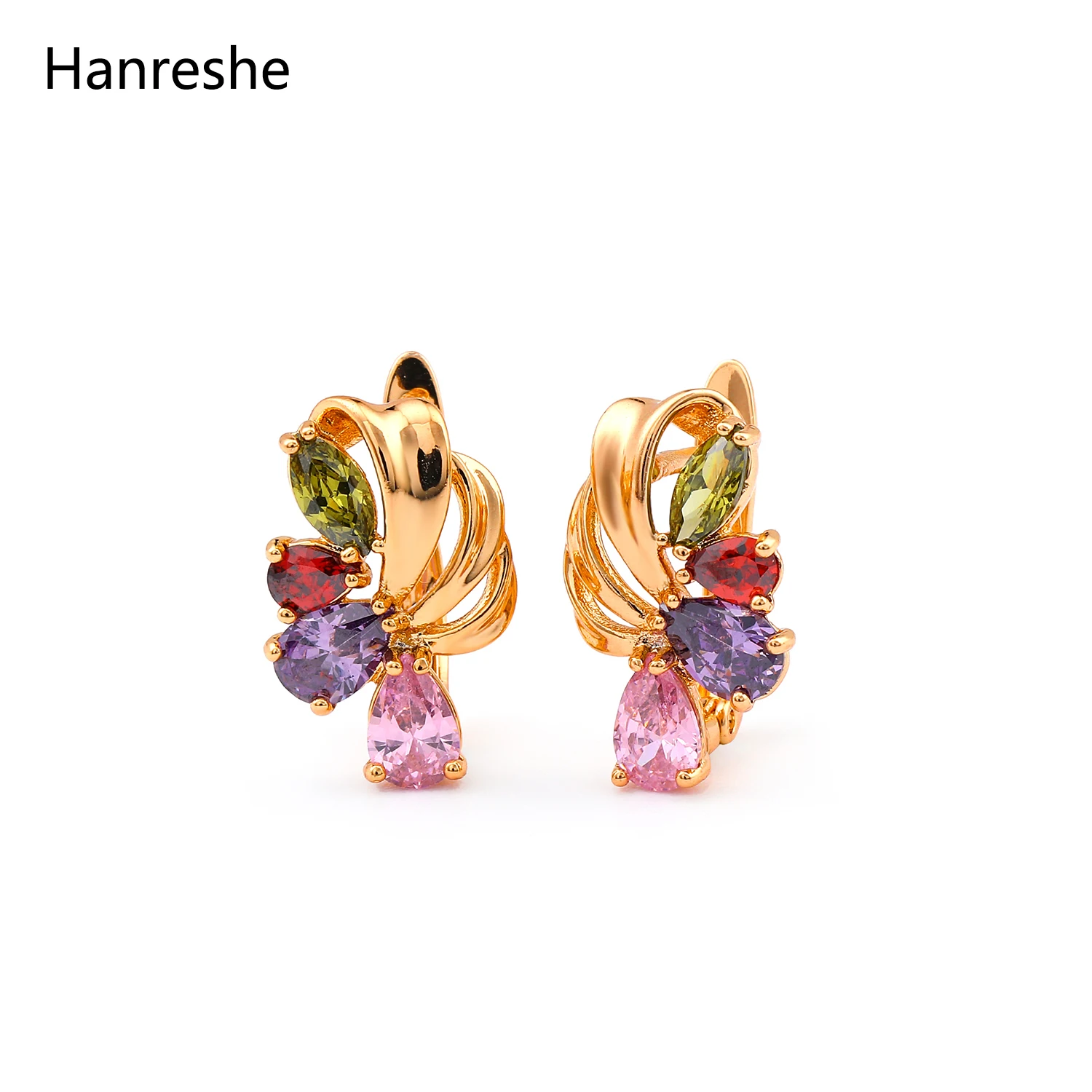 

Hanreshe Crystal Stud Earrings Tredny Jewelry Party Beautiful Romantic Zirconia Luxury Copper Colour Earring Girl Woman Gift