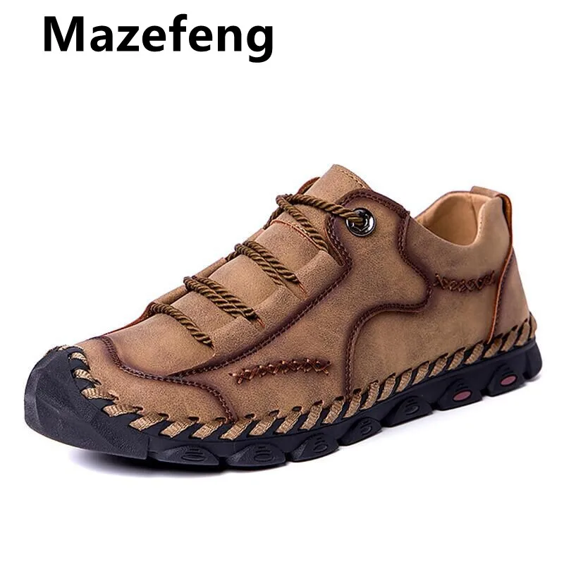 

2019 New Fashion Style Leather Spring Casual Shoes Men Handmade Vintage Loafers Flats Hot Sale Moccasins Big Size 38-48