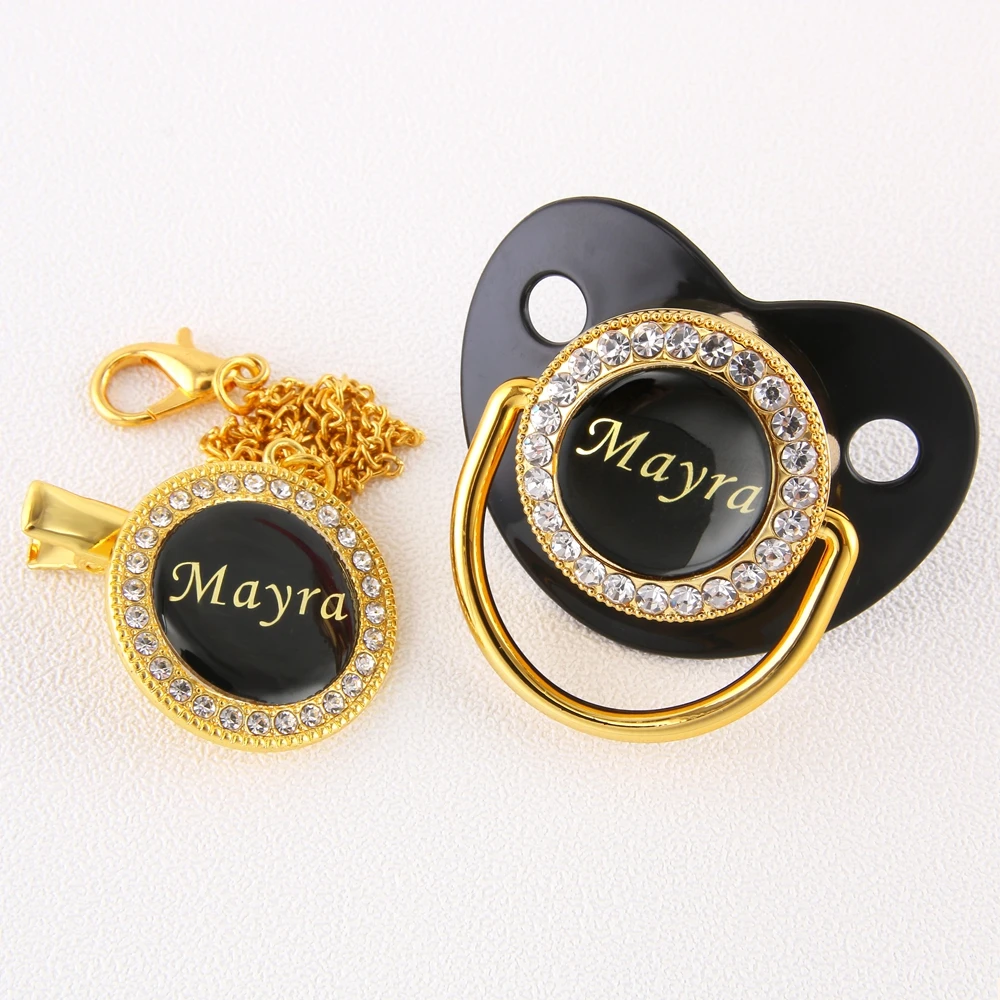 Chupete personalizado para bebé, con cualquier nombre, foto ostentosa, ostentoso, con Clip de cadena, regalo de cumpleaños para bebé, pezón falso