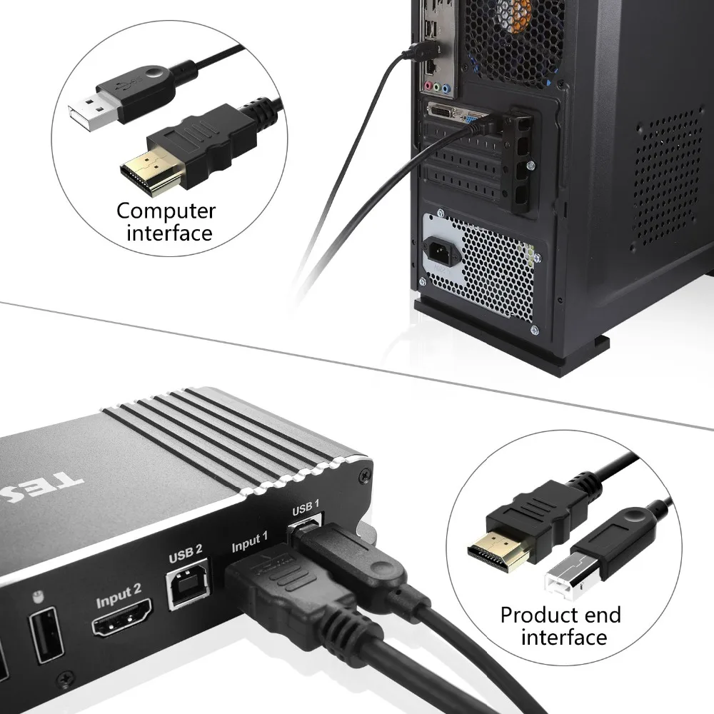 Тесла новые интеллектуальные высокое качество 1.5 м HDMI USB KVM специальный кабель
