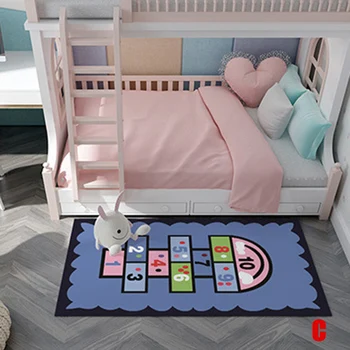

Hopscotch Rug Hop and Count Game Rug with Cute Colorful Design Anti-Slip Kids Play Mat Soft Floor Area Rug and Carpet L