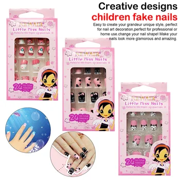

24pcs Creative Designs Fake Nails Press on Children Nail Tips Nail Art Decoration 3D Nail Decorations