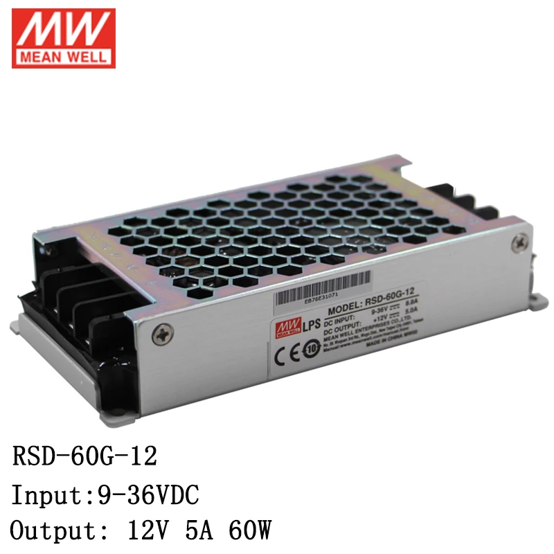 MEAN WELL RSD-60G-12 9 ~ 36 В постоянного тока до 12 5 А 60 Вт надежный Железнодорожный