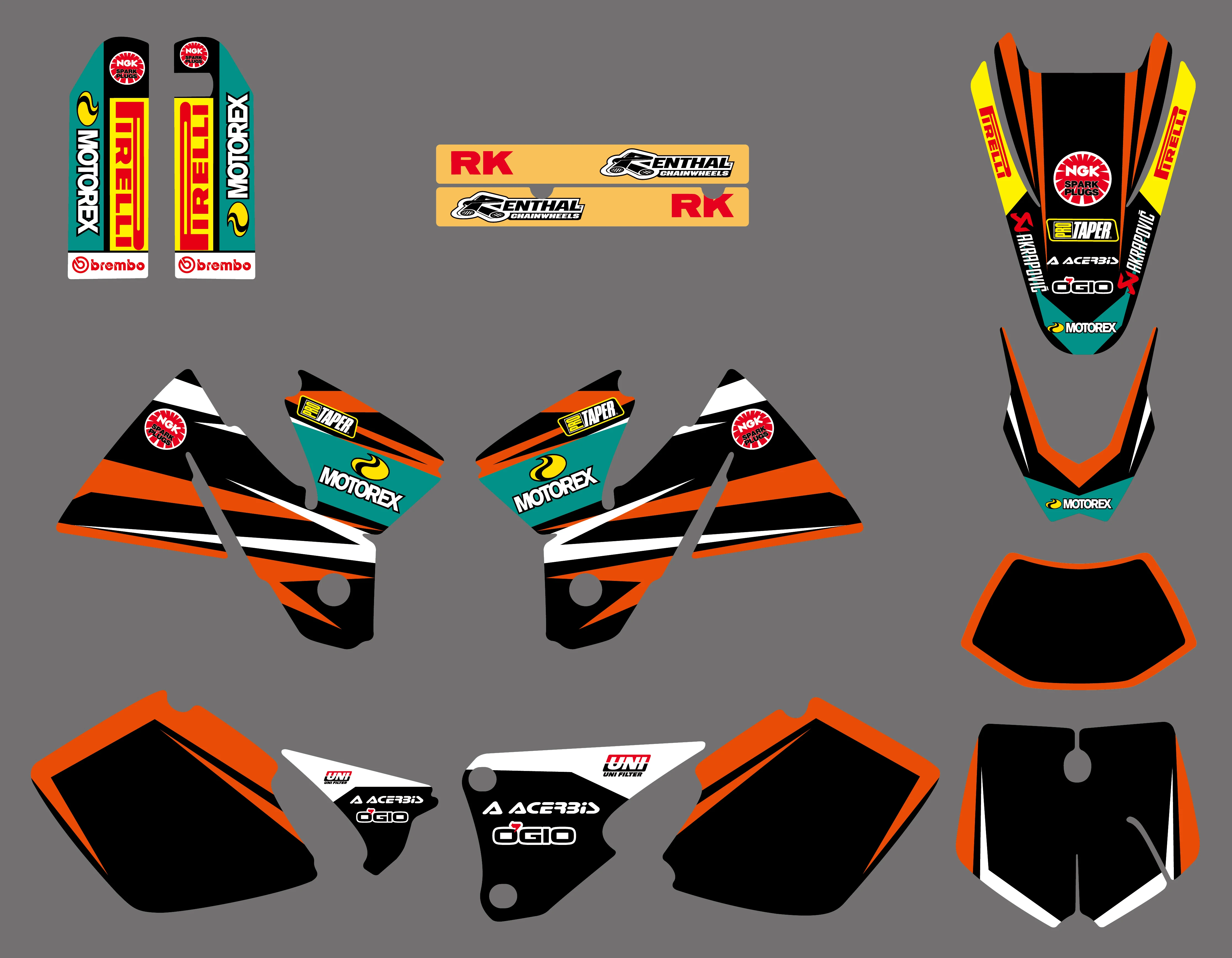 3 м 0264 новая команда графика с соответствующими фоны для KTM SX EXC 1998 1999 2000|Наклейки и