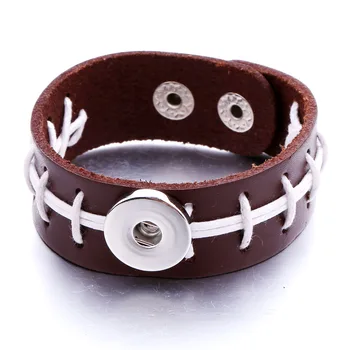 

Hot Sale Adjustable Braided Leather Snap Button Bracelet Fit 18mm Snap Jewelry Handmade Knit Shoelace 18mm Snap Bracelets