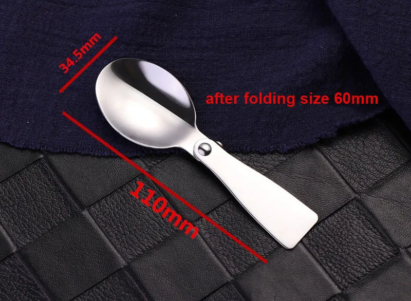 Portable Travel Camping Spoon Long Handle Folding Spoon for Thermos  Foldable Spoon with Case Keychain Collapsible Hiking Picnic Outdoor Spoon  with