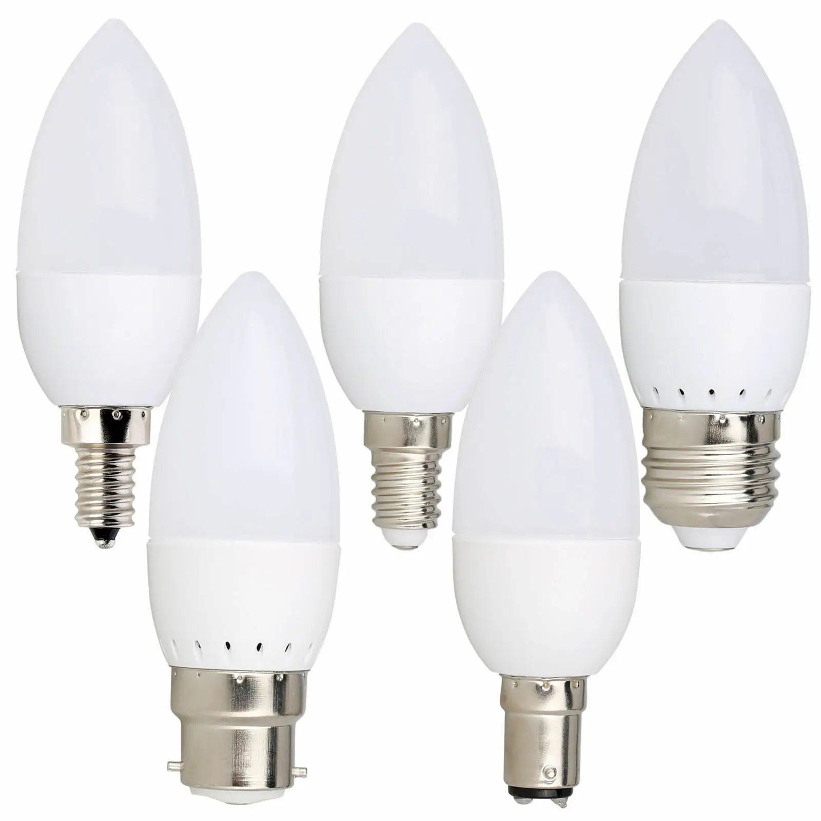 

5X 3W LED Candle Bulb Light E14 E27 E12 B22 B15 110V 220V Chandlier Lamp Ampoule Bombillas Home Lights Replace 20W Halogen Lamps