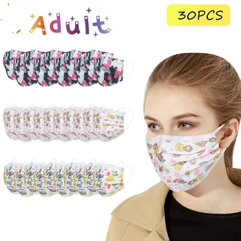 

Fast Delivery Disposable Camouflage Print Adult Mask Disposable Cartoon Printing Lace Mask Protective Dustproof Mascarillas