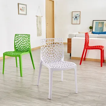 

Nordic Creative Plastic Restaurant Dining Chair Cafe Office Meeting Plastic Chair Home Bedroom Learning Hollow Plastic Chairs