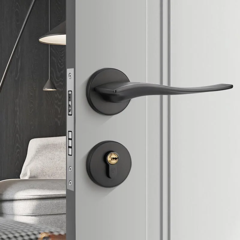 

Starlight Grey Door Lock Luxury European American Modern Light Solid Wood Interior Door Lock Bedroom Split Handle Knob