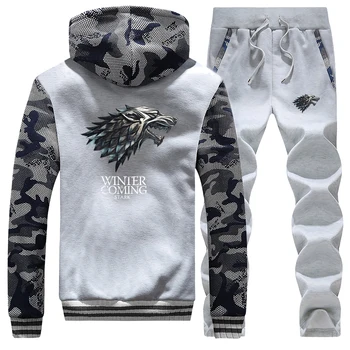 

2Pcs jacket+pants Sets Thick fleece Hoodies Outerwear Jackets sweatpants Suit Casual Tracksuit Winter Fashion long sleeve coats
