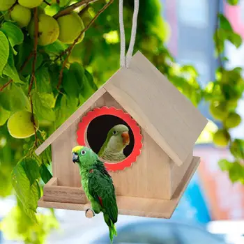 

Wooden Birdhouse Small Outdoor Garden Parrot Bird Nest Wooden Bird House Bird Cage Bird Kages Bird Nest Pigeon Pet Supplies