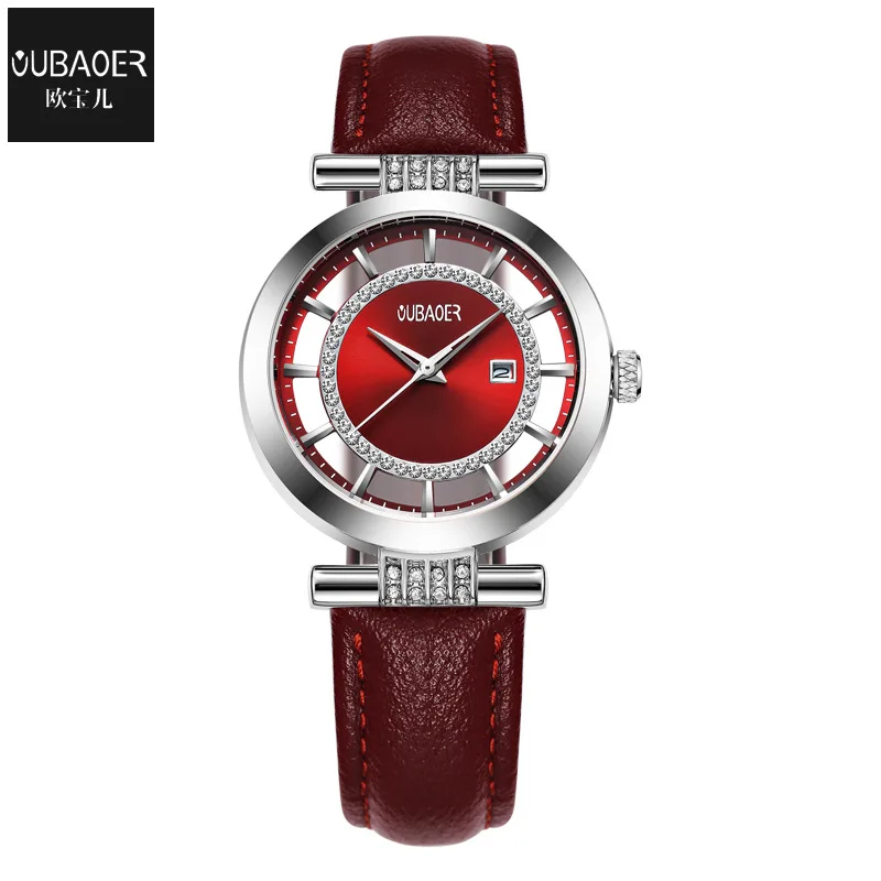 

Opel Children Fashion Hollow out Leather Belt Quartz Watch WOMEN'S Wristwatch Diamond Set Hollow out WOMEN'S Watch