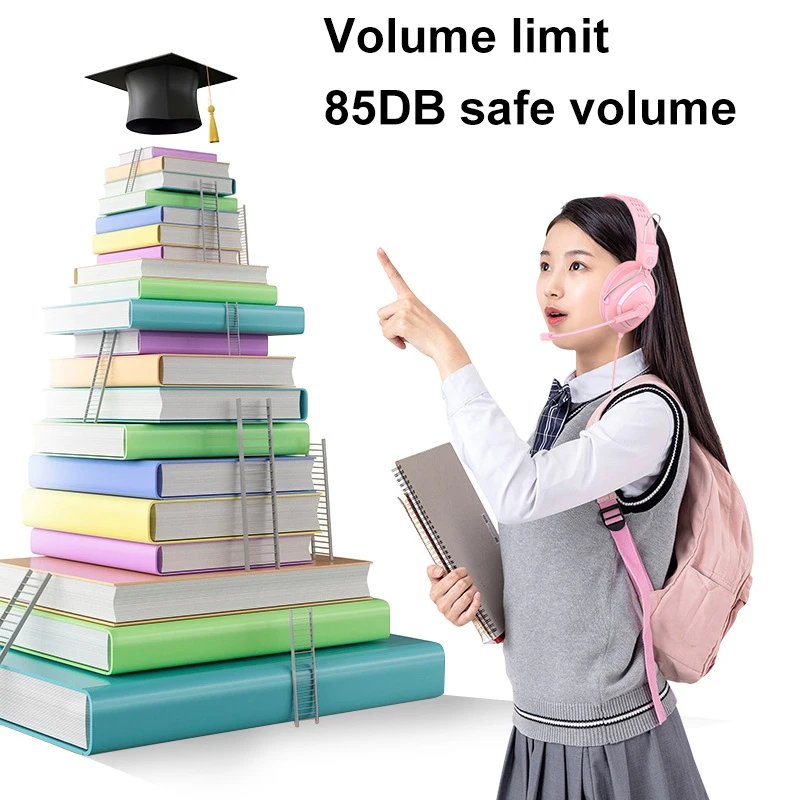 Kids Wired Headphone 85DB Safe Volume Headset with Microphone for Lerning Game Earphone Boys Girls Birthday Gifts