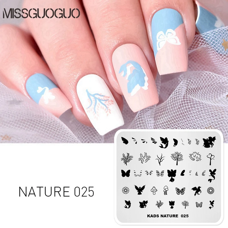 

1 PC Nail Stamping Plate Natural Element Wing Butterfly Flower Image Template Nail Art DIY Nail Image Plate Stencil Accessories