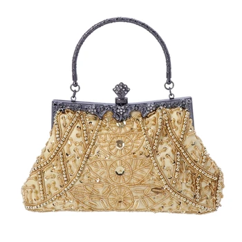 

Women Vintage Bead Sequined Evening Bag Wedding Party Prom Handbag Clutch Purse M5TE