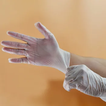 

100pcs 9 Inch Gloves Disposable Transparent Pvc White Non-slip Laboratory Household Cooking Food Cleaning Gloves Ap8