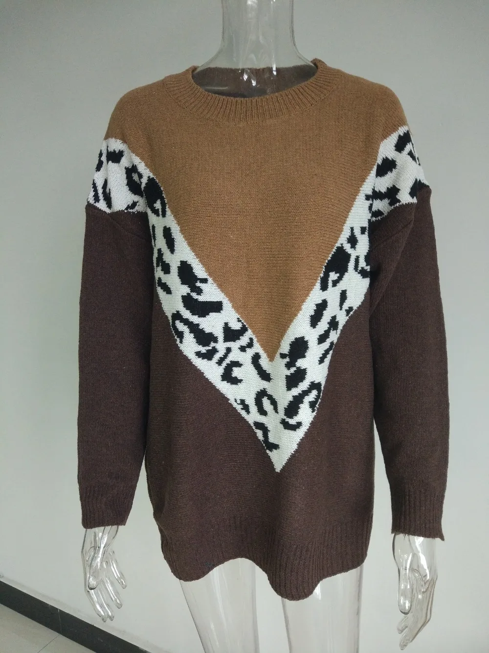 VITIANA, Свободный Повседневный вязаный свитер для женщин, осень, женские леопардовые вязаные свитера с длинным рукавом, женские уличные пуловеры, топы