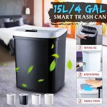 

4 Gal 15L Large Capacity Touchless Infrared Motion Sensor Automatic Induction Smart Trash Can Household Kitchen Garbage Bin