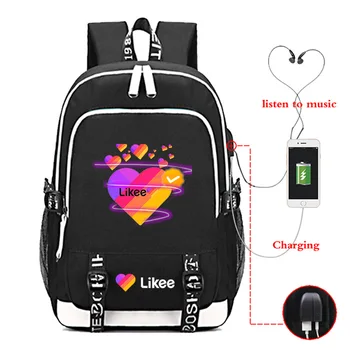 

Hot Likee Backpack USB Charging LIKEE Video App Laptop Backpack School Bags for Teenage Girls 2020 Russian Styles Zipper Bookbag