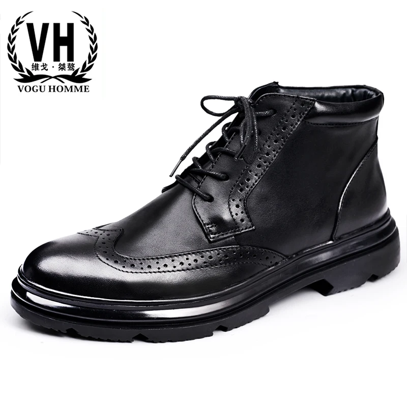 

cowboy boots mens High Quality Genuine Leather military boots steel toe boots autumn winter British retro cowhide desert boots