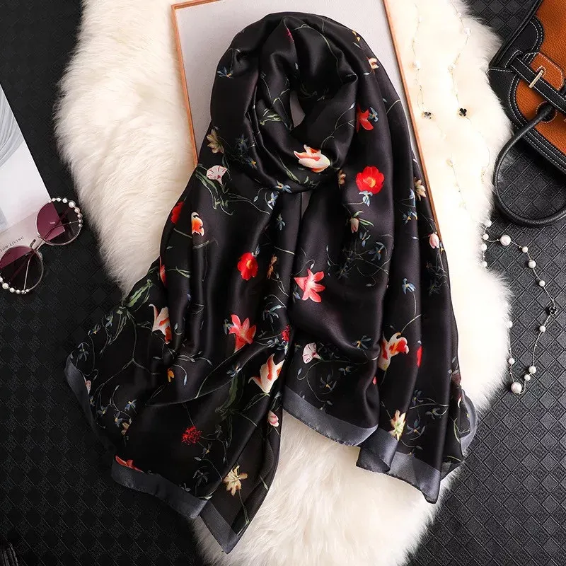 fashion spring summer women scarf silk scarves classic female shawl Foulard ladies Beach cover-ups wrap bandanna muffler pareo - Цвет: 47